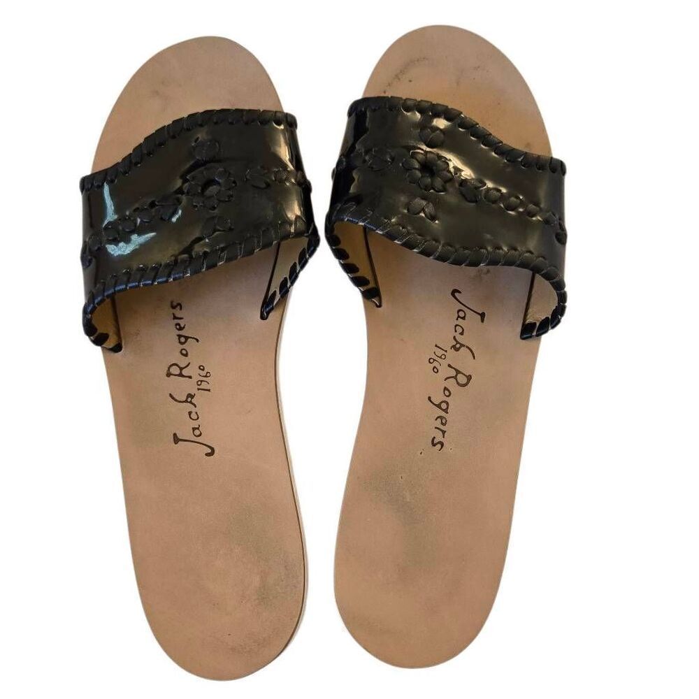Jack Rodgers Womens Sanibel Slide Flat Black Sandal Size 7.5 - Picture 6 of 9